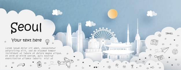 Tour e viajar com viagens para seul Vetor Premium