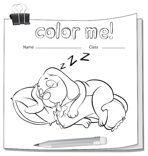 Uma planilha colorida com um cachorro dormindo Vetor grátis