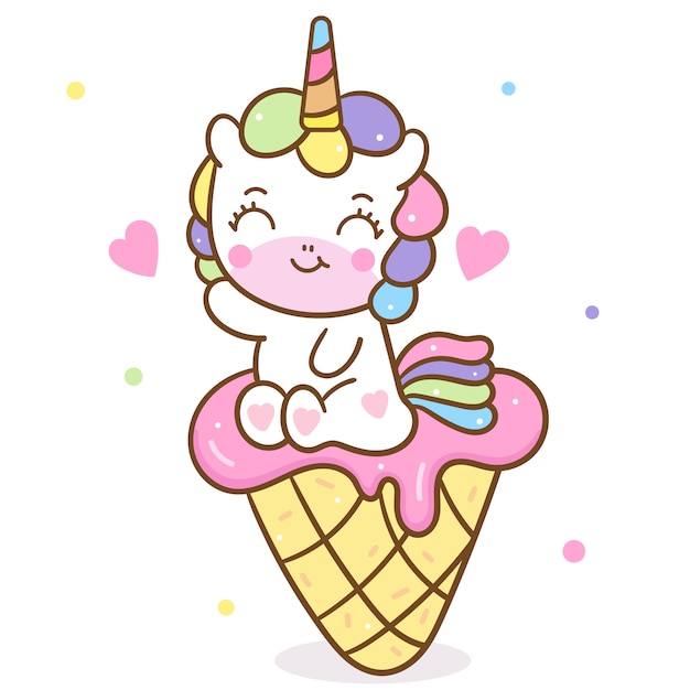 Unicorn Ice Cream Illustration Tom De Cor Pastel Vetor Premium 7925