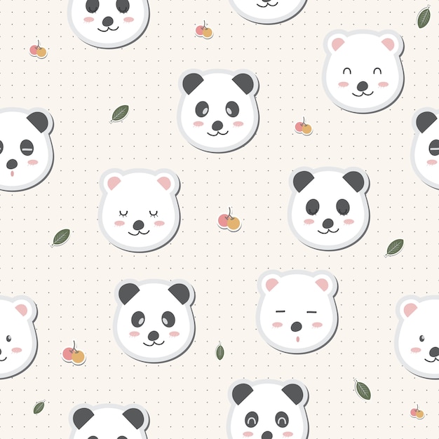 Urso De Panda Adorável Fofo Branco Dos Desenhos Animados Papel De