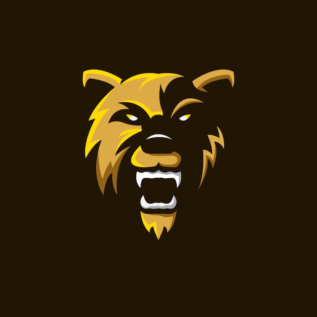 Urso mascote logotipo ilustração Vetor Premium