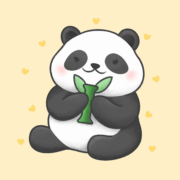 Urso Panda Bonito Dos Desenhos Animados Vetor Premium