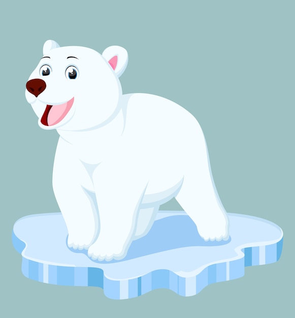Urso Polar Bonito Dos Desenhos Animados Vetor Premium