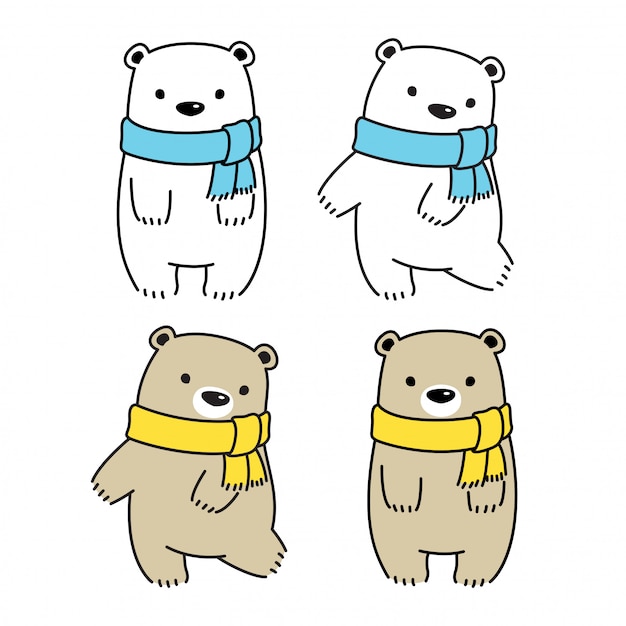 Urso Polar Ilustra O Dos Desenhos Animados Vetor Premium