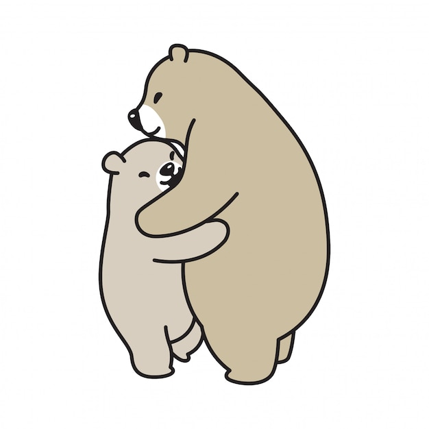Urso vector urso polar abraço dos desenhos animados | Vetor Premium