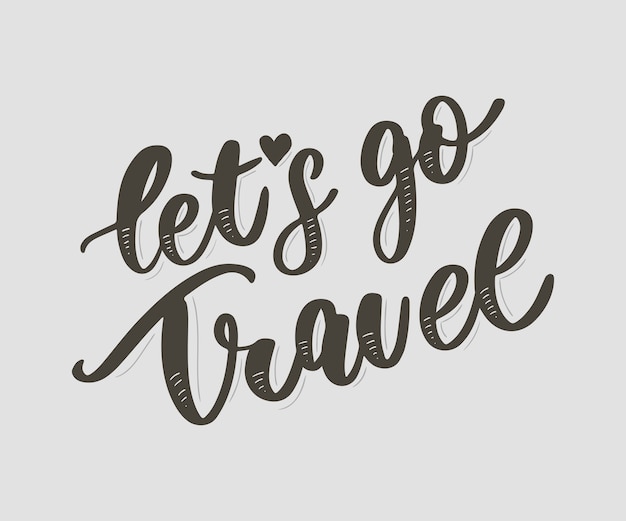 Vamos viajar letras Vetor Premium