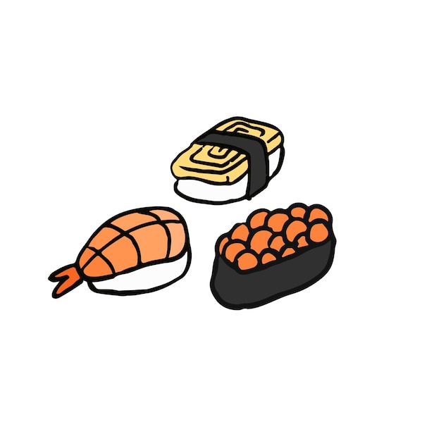 Variedade de sushi ilustração de comida japonesa Vetor grátis