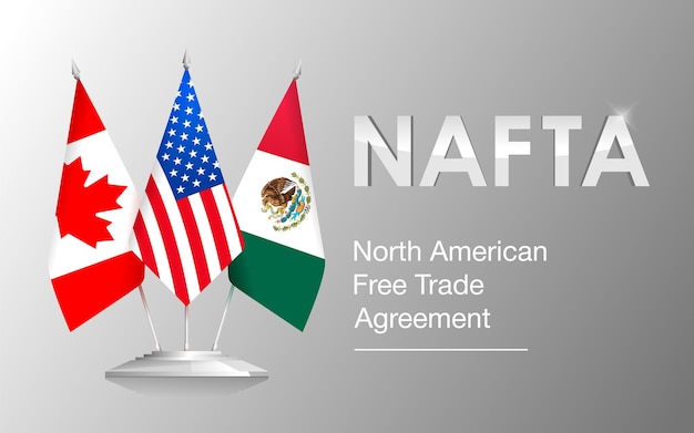 Vector Bandeiras Dos Países Do Nafta Canadá Estados Unidos Da América E México Ilustração De 0339