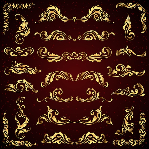 Vector conjunto de elementos caligráficos para design Vetor Premium