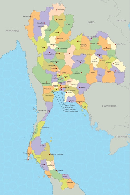 mapa da tailandia Vector de mapa da tailândia | Vetor Premium