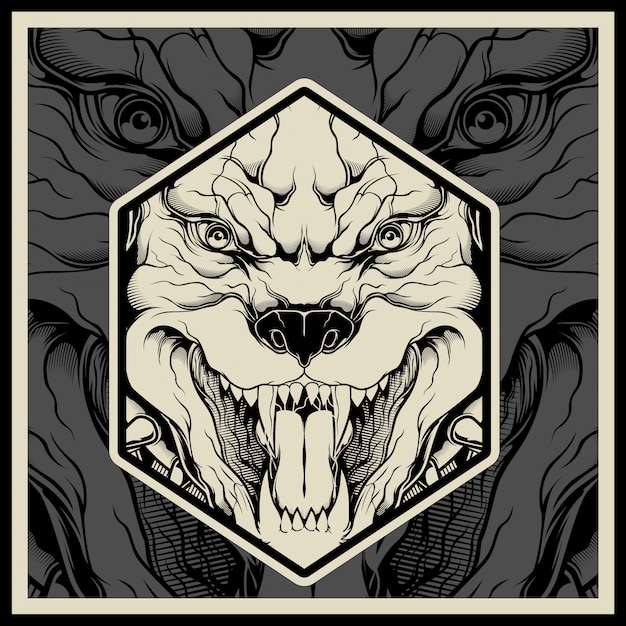 Vector illustration cabeça de mascote com raiva pitbull Vetor Premium