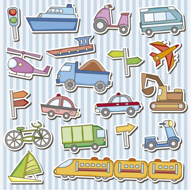 Veículos brinquedos adesivos Vetor grátis