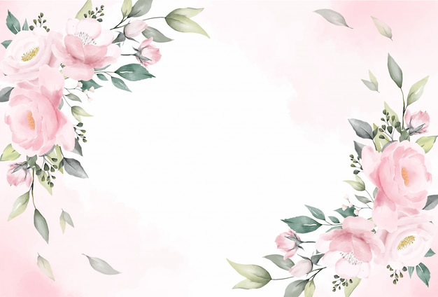 Vetor De Fundo Aquarela De Flores Rosa Vetor Premium 3675