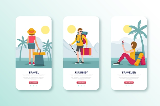 Viajar no design de interface móvel de luz do dia Vetor grátis