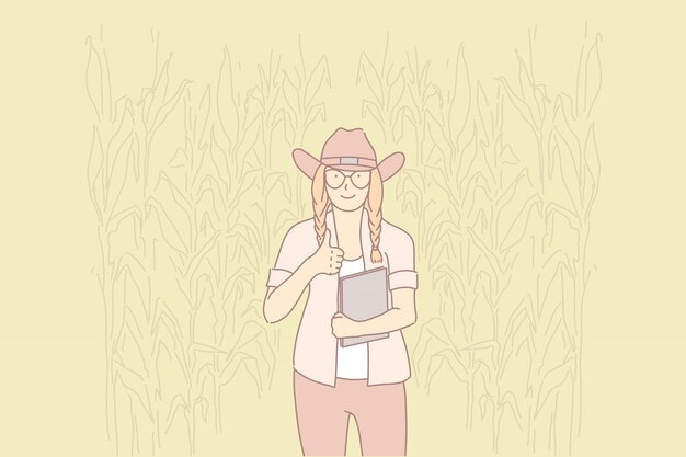 Vida rural, proteção do meio ambiente, conceito de estilo de vida ecológico Vetor Premium