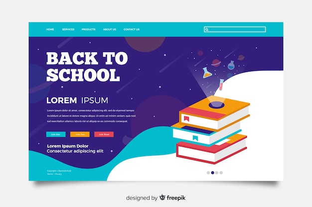 Voltar ao modelo de página de destino da escola Vetor grátis