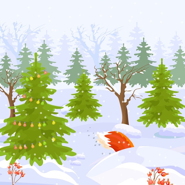 Download Winter forest view background vector cartoon style | Vetor Premium