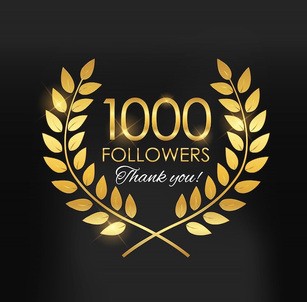 1000 follower, grazie sfondo per gli amici dei social network Vettore Premium