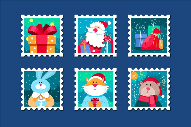 Accumulazione del bollo di natale nella progettazione piana Vettore gratuito