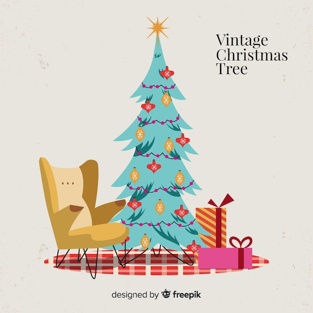 Immagini Natale Vintage.Albero Di Natale Vintage Vettore Gratis