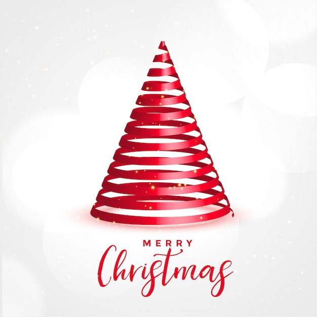 Buon Natale 3d.Albero Rosso Del Nastro 3d Per Il Festival Di Buon Natale Vettore Gratis