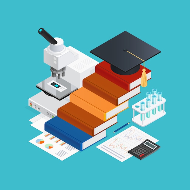 Apprendimento del concetto di design isometrico Vettore gratuito