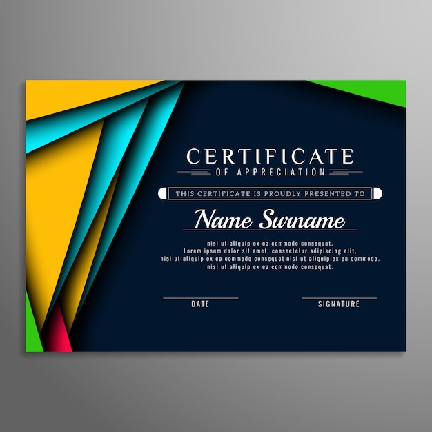 Astratto moderno certificato di sfondo Vettore gratuito