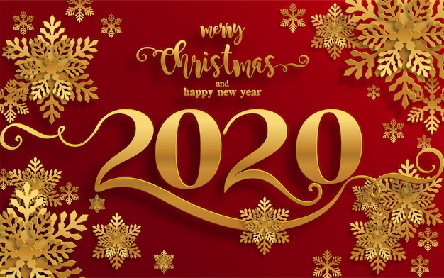 Buon Natale 2020.Auguri Di Buon Natale E Modelli Di Felice Anno Nuovo 2020 Con Bellissimi Disegni Di Carta Tagliati A Neve E Inverno Vettore Premium