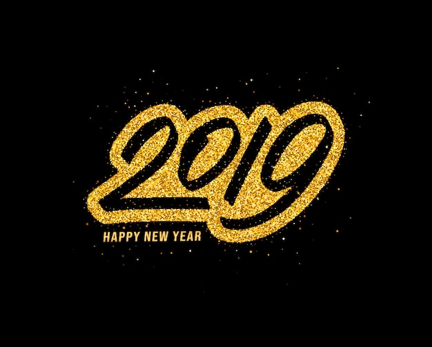 Auguri di felice anno nuovo 2019 Vettore Premium