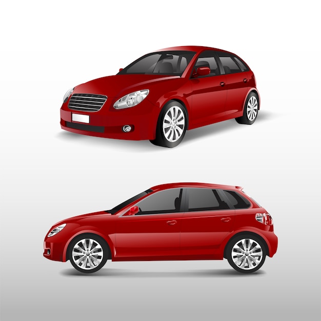 Automobile rossa della berlina isolata sul vettore bianco Vettore gratuito