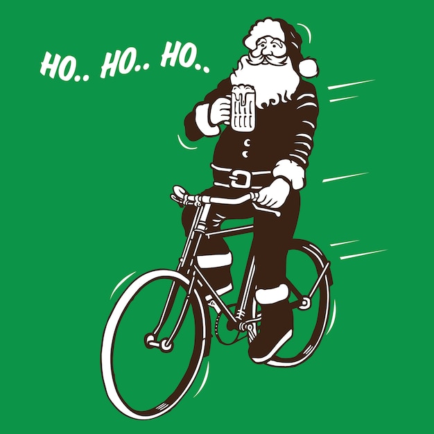 babbo natale in bicicletta disegno