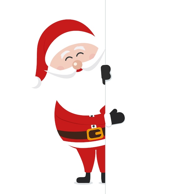 Babbo Natale Stand Dietro Banner Segno Isolato Sfondo Bianco | Vettore ...