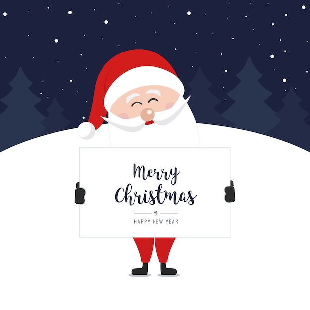 Immagini Tenere Di Natale.Babbo Natale Tenere Banner Buon Natale Saluto Testo Inverno Notte Paesaggio Sfondo Vettore Premium