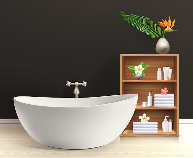 Bagno interno con mobili Vettore gratuito