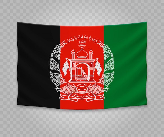 Bandiera d'attaccatura realistica dell'afghanistan Vettore Premium