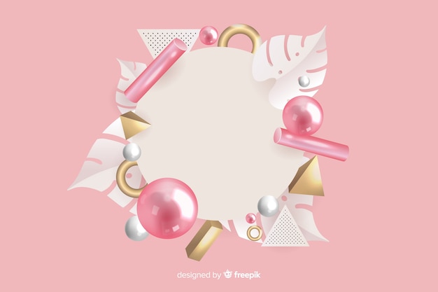 Banner bianco con forme geometriche tridimensionali Vettore gratuito
