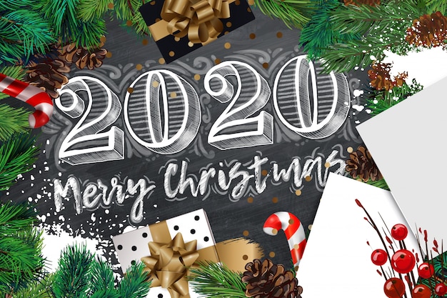 Giorno Di Natale 2020.Banner Di Buon Natale E Felice Anno 2020 Vettore Premium