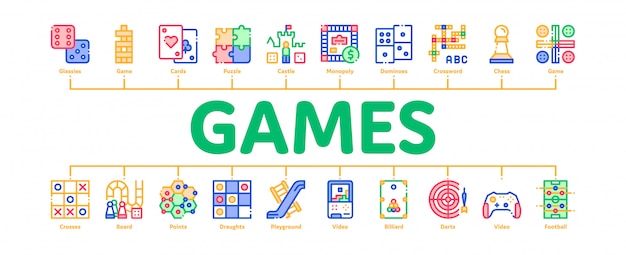 Banner di giochi interattivi per bambini Vettore Premium