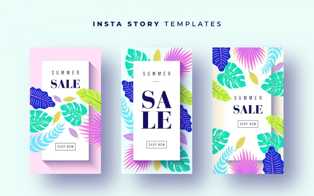 Banner di vendita tropicale per storie instagram Vettore gratuito