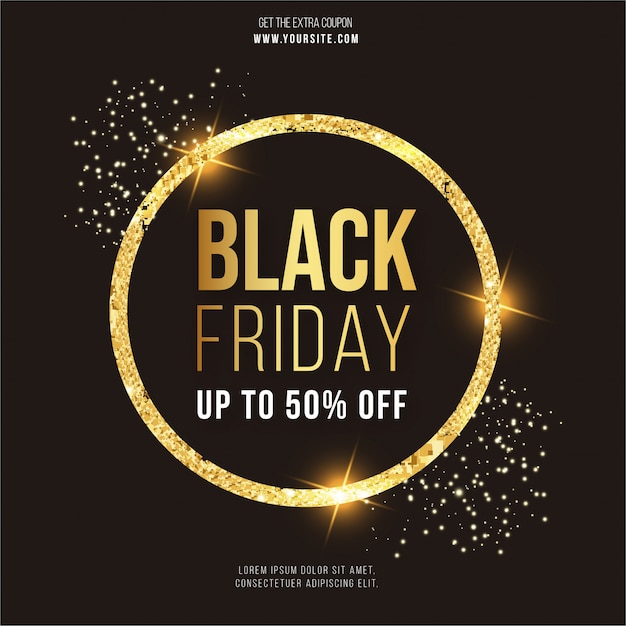 Banner moderno di black friday con montatura in oro Vettore gratuito
