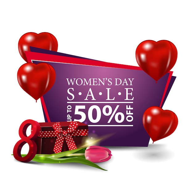 Banner moderno di sconto giornata della donna Vettore Premium