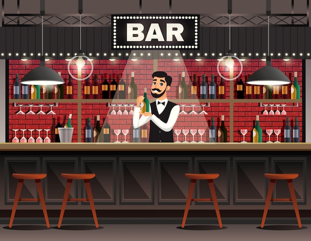 Bar composizione realistica interna Vettore gratuito