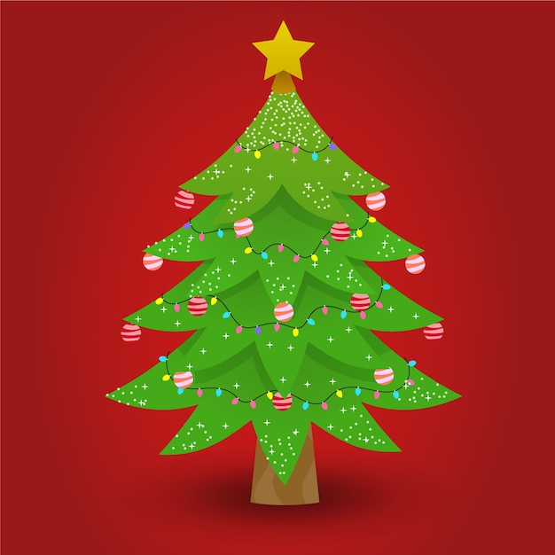 Alberi Immagini Di Natale Bellissime.Bellissimo Albero Di Natale 2d Vettore Gratis