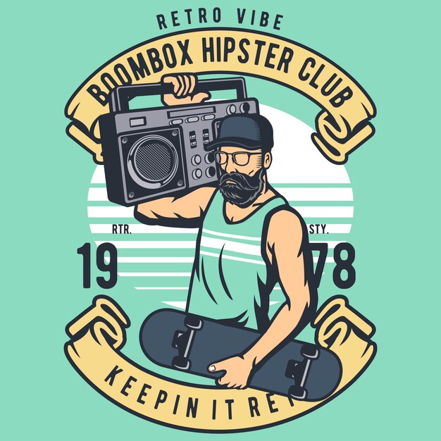 Boombox hipster Vettore Premium