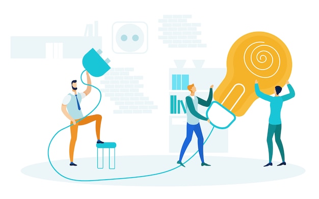 Brainstorm, startup launch vector illustration Vettore Premium