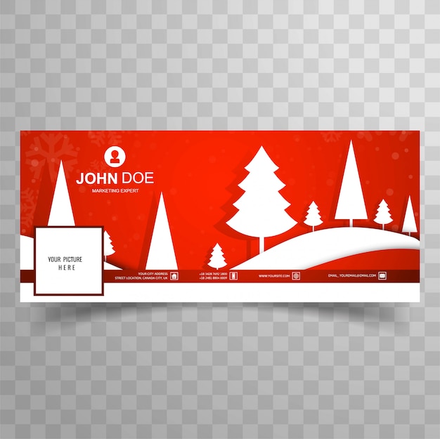 Buon albero di natale con sfondo modello banner facebook Vettore gratuito