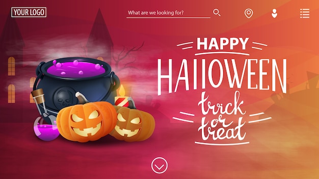 Buon halloween, modello per il sito con le congratulazioni Vettore Premium