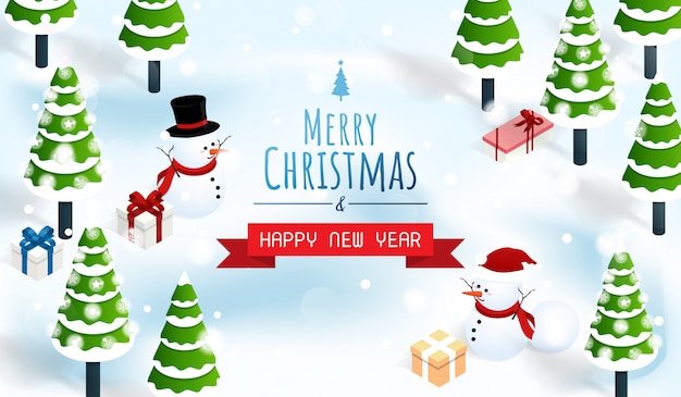 Buon Natale Freestyle Download.Buon Natale E Felice Anno Nuovo Neve Foresta Sfondo Vettore Premium