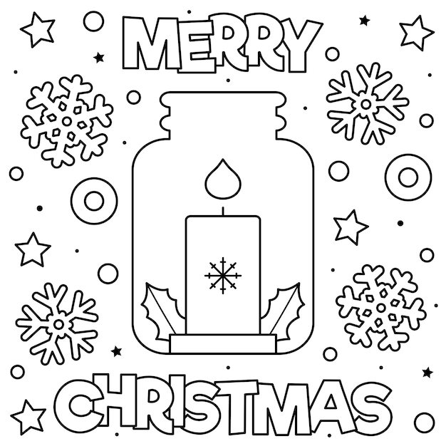 Buon Natale Scritta Da Colorare.Buon Natale Pagina Da Colorare Illustrazione Vettoriale In Bianco E Nero Vettore Premium