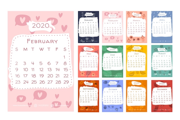 Calendarios 2020 Para Imprmir Minimalista